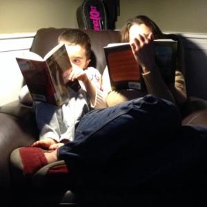 Leo and I, doing what we love to do.