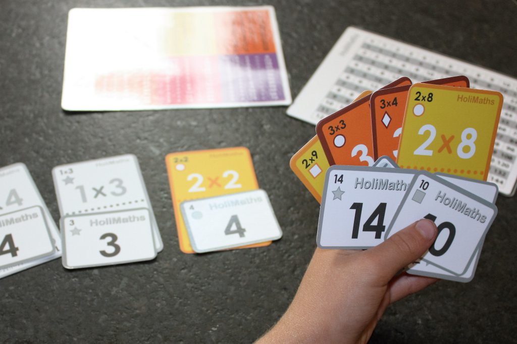 HoliMaths Multiplication card game elementary age students homeschool